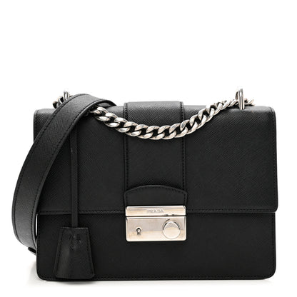 Prada Saffiano Pattina Crossbody Bag Black 1 of 10