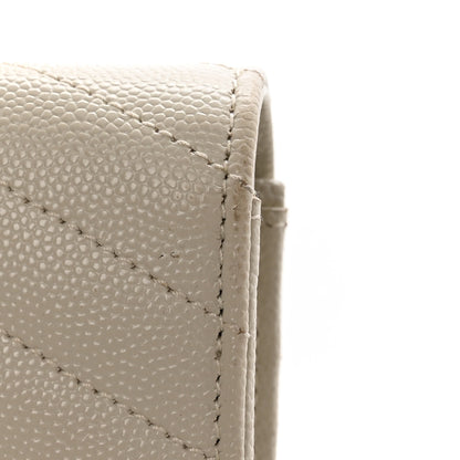 Saint Laurent Grain De Poudre Matelasse Chevron Monogram Flap Wallet Crema Soft 15 of 16