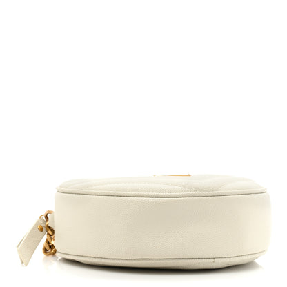 Saint Laurent Grain De Poudre Matelasse Chevron Quilted Round Vinyle Camera Bag Crema Soft 4 of 9