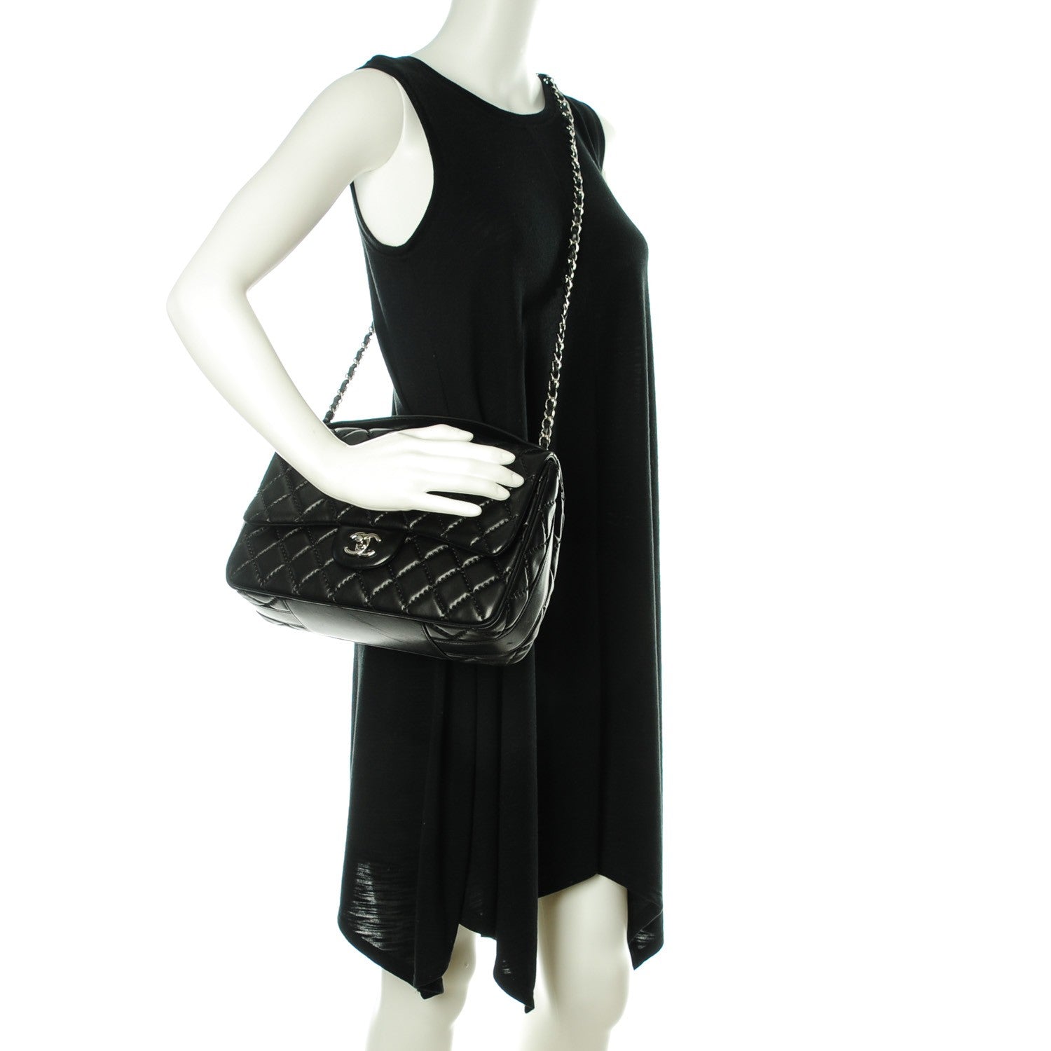 Chanel Lambskin Quilted Jumbo Easy Carry Flap Black 2 of 8