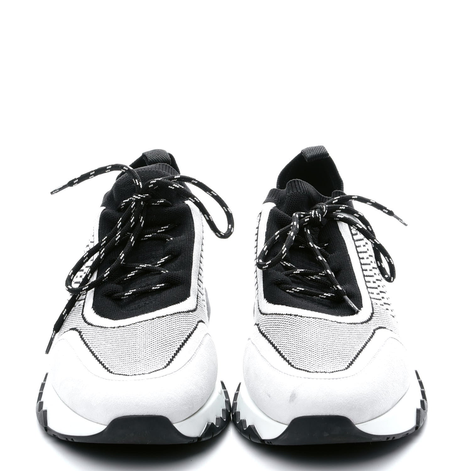Hermes Knit Bi-Color Womens Addict Sneakers 40 Black White 2 of 8
