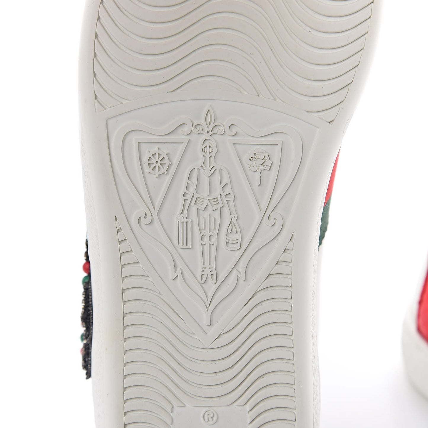 Calfskin Web Studded Womens Arrow Ace Sneakers 34 White