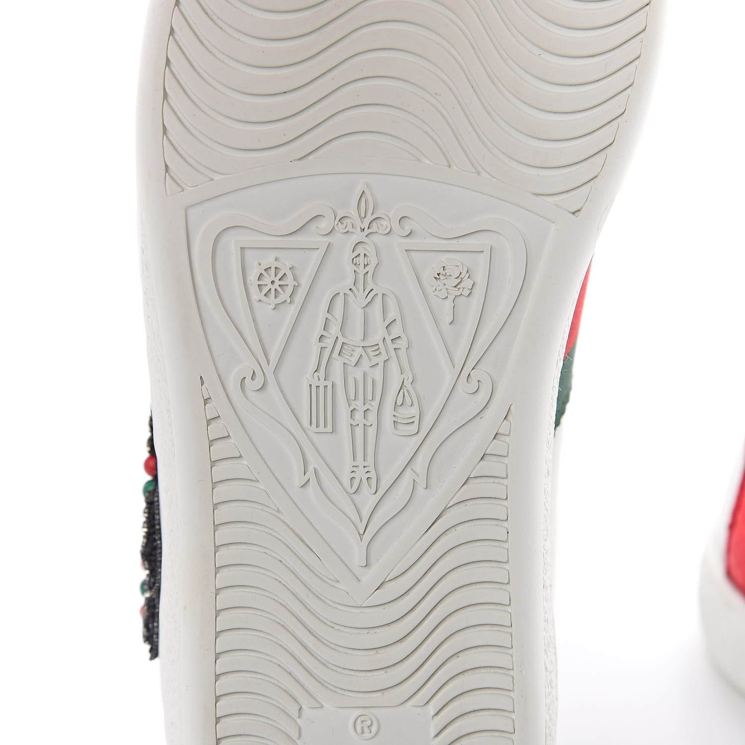 Gucci Calfskin Web Studded Womens Arrow Ace Sneakers 34 White 6 of 10