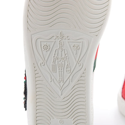 Gucci Calfskin Web Studded Womens Arrow Ace Sneakers 34 White 6 of 10