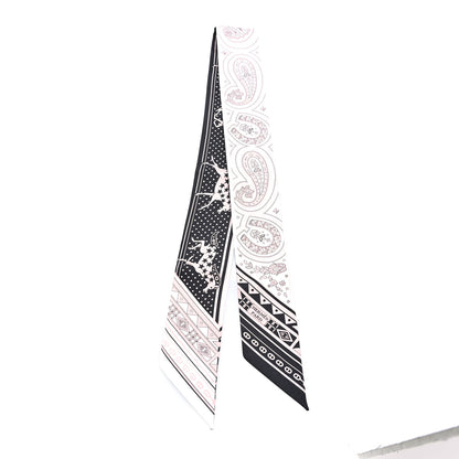 Hermes Silk Cheval De Coeur Bandana Twilly Black White Vieux Rose 2 of 3
