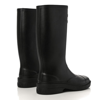 Chanel Caoutchouk CC High Boots 36 Black 3 of 9