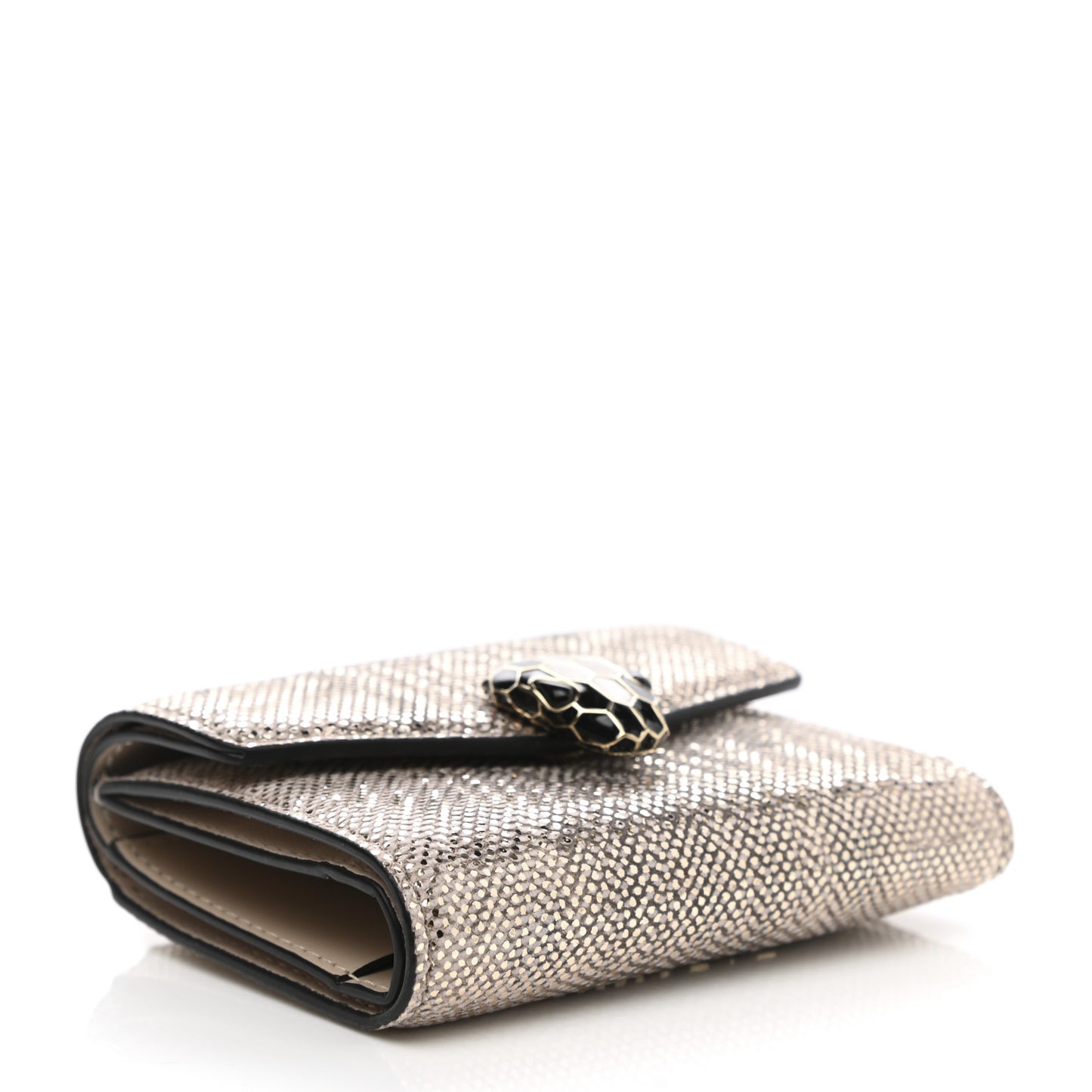 Karung Calfskin Serpenti Forever Compact Wallet Beige