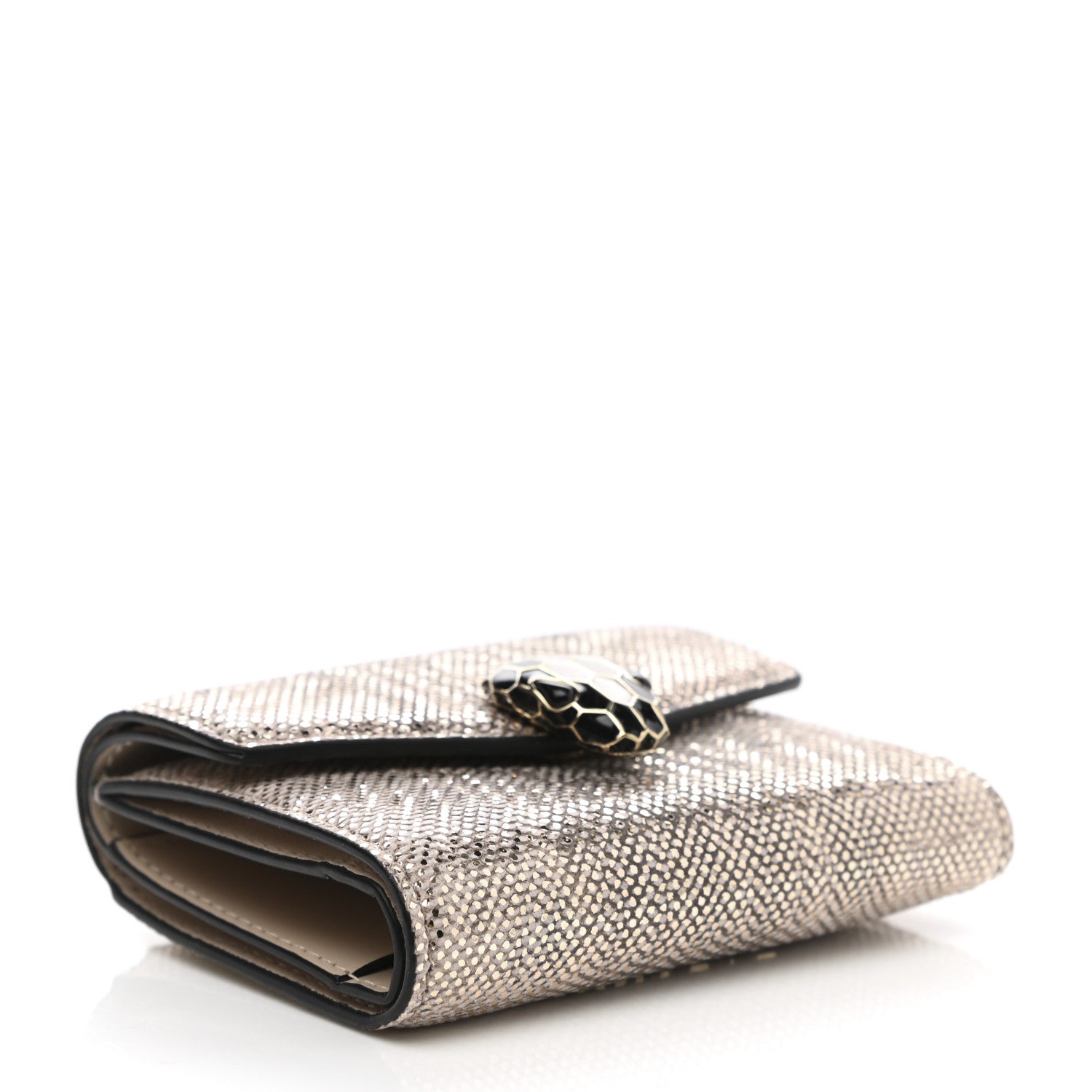 Bulgari Karung Calfskin Serpenti Forever Compact Wallet Beige 4 of 8