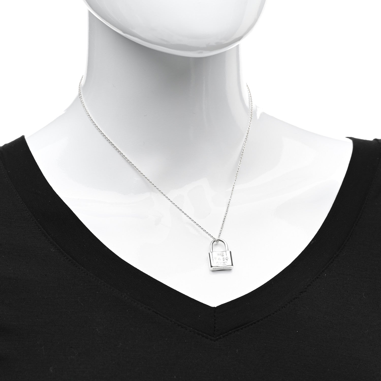 Tiffany Sterling Silver 1837 Lock Charm Pendant Necklace 2 of 5