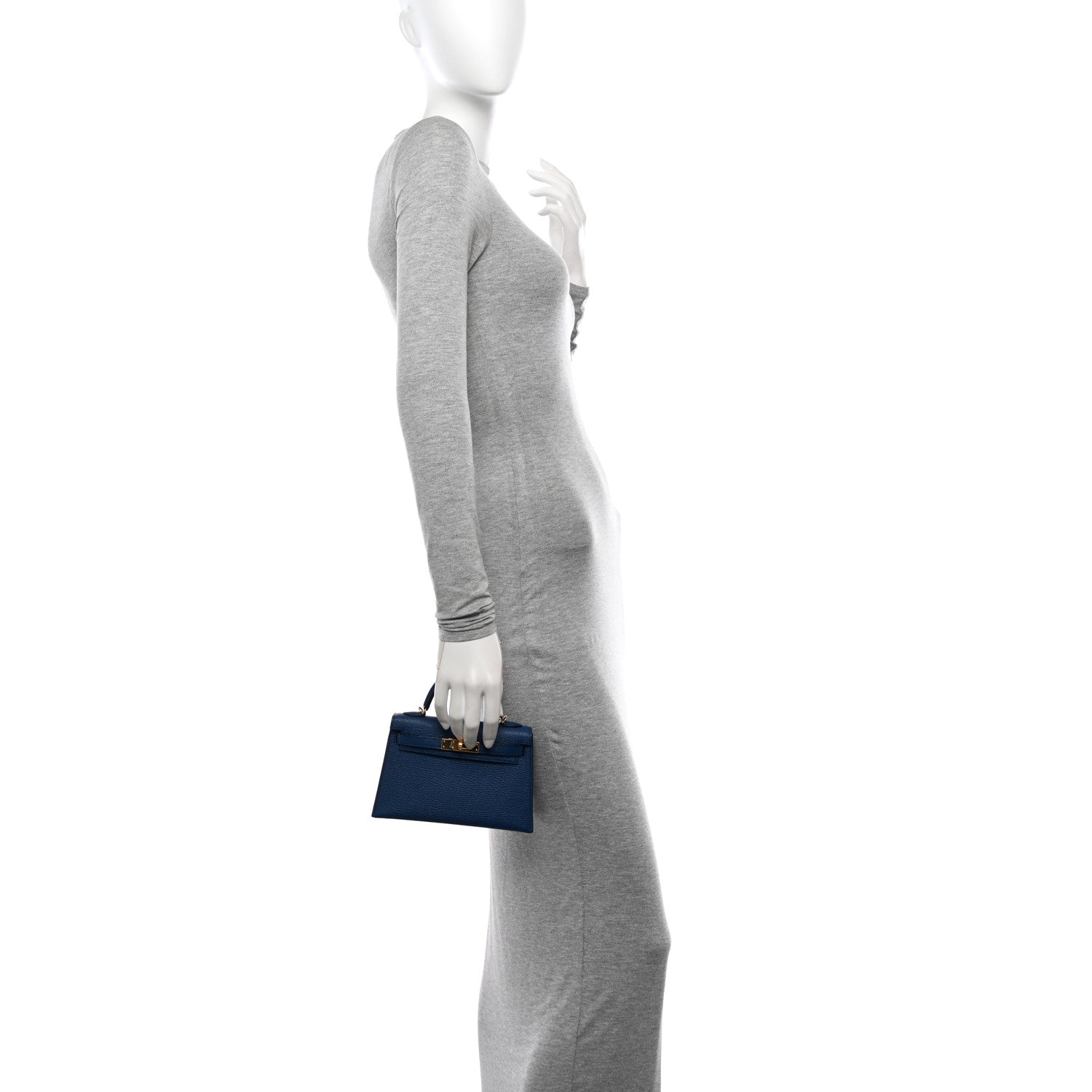 Hermes Chevre Mysore Mini Kelly Sellier 20 Bleu Saphir 2 of 14