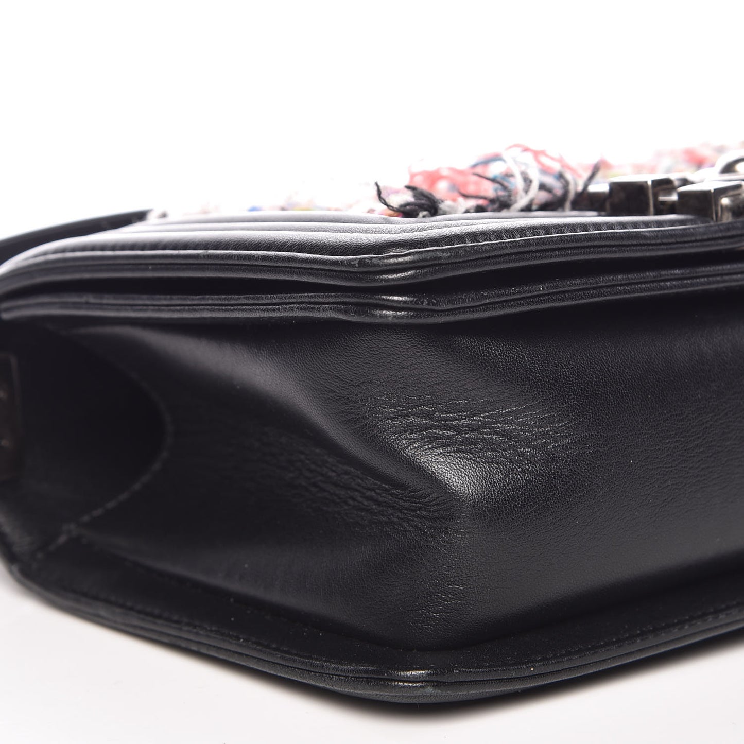 Tweed Lambskin Small Boy Flap Black