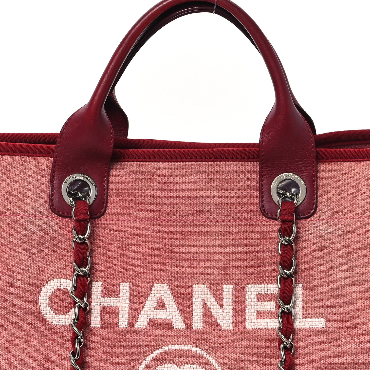 Chanel Canvas Medium Deauville Tote Red 8 of 14