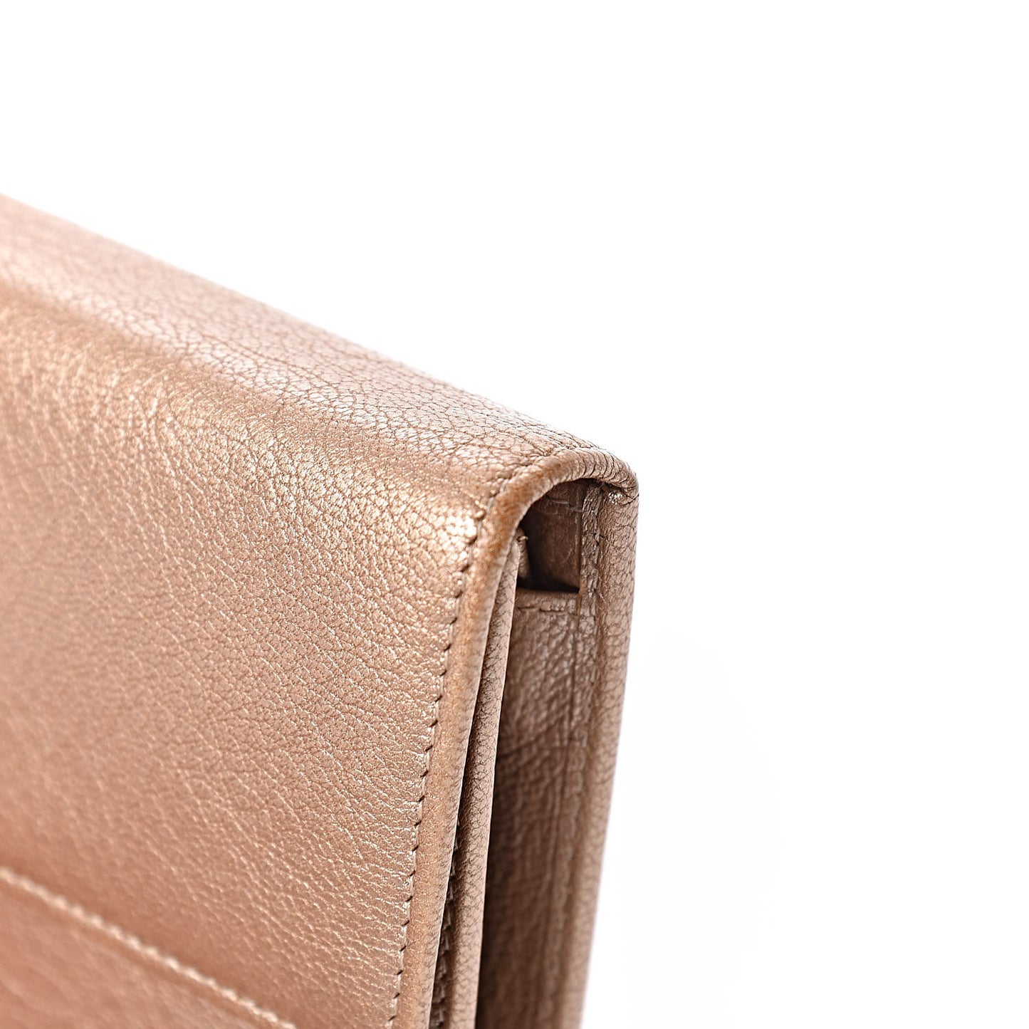 Metallic Goatskin Large Flap Wallet Gold