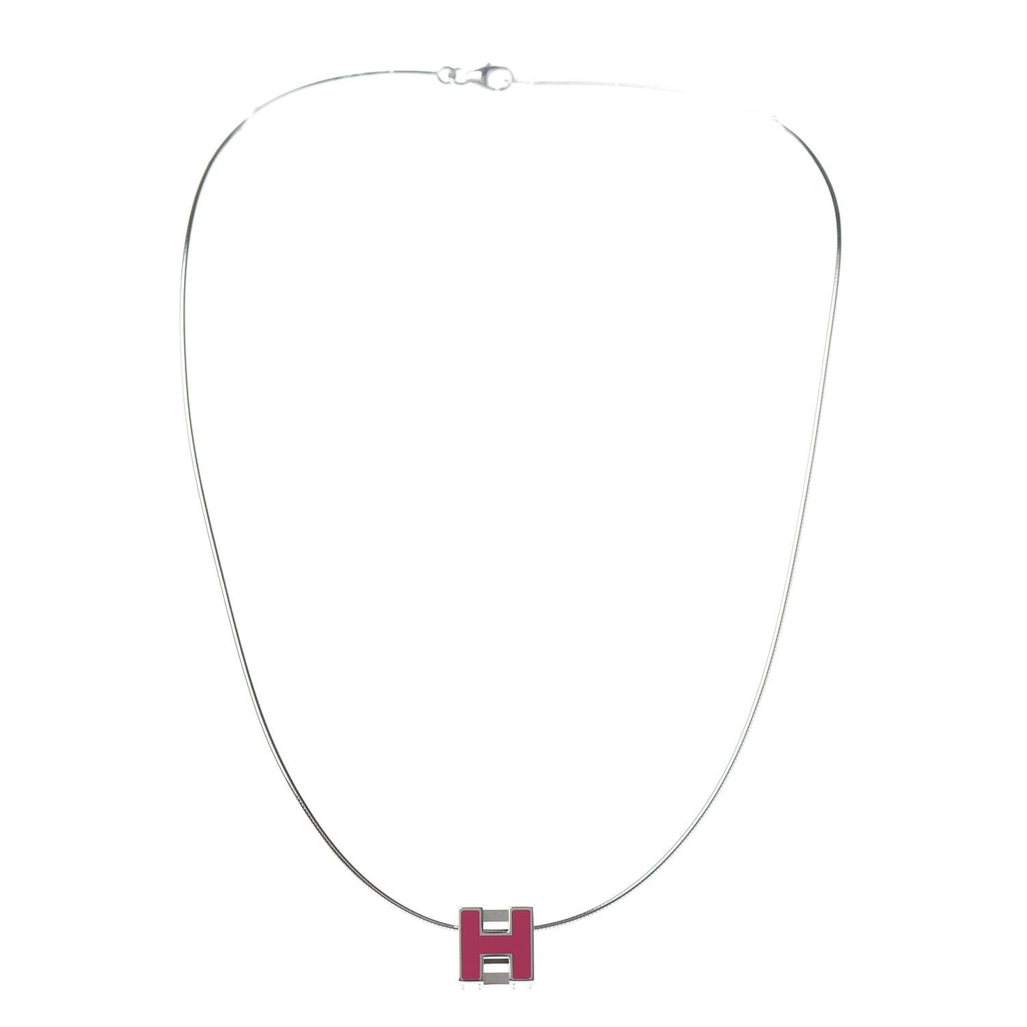 Lacquered Cage d'H Pendant Necklace Framboise