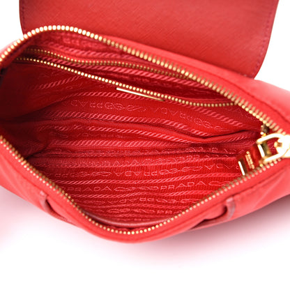 Prada Tessuto Nylon Saffiano Crossbody Bag Rosso 4 of 12