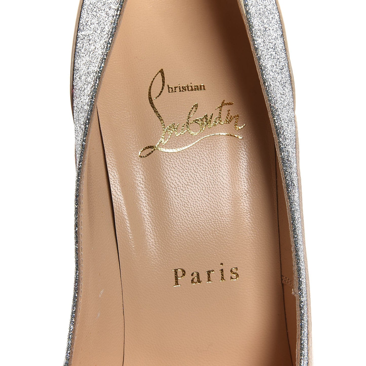 Nappa Glitter Mini Jazz Calf Tucsy 100 Pumps 38 Nude Silver