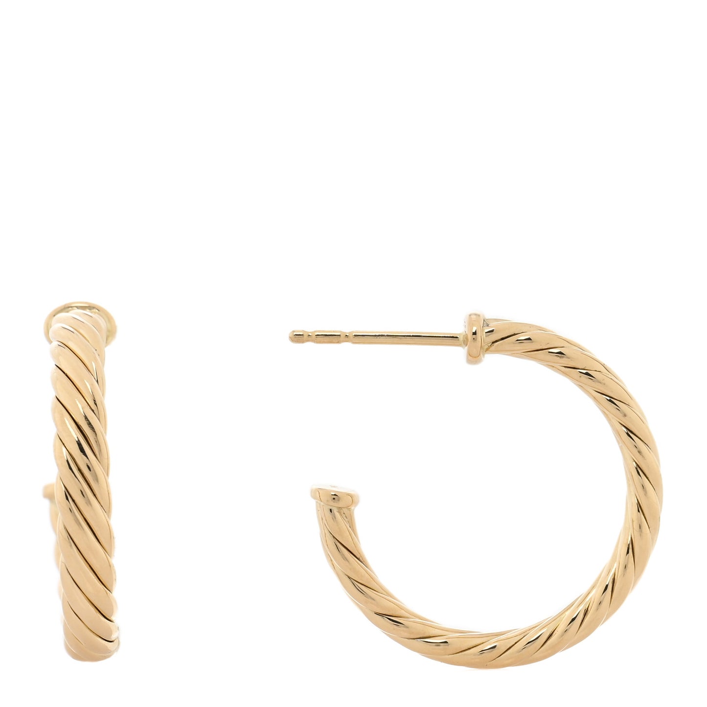 18K Yellow Gold Mini Cablespira Hoop Earrings
