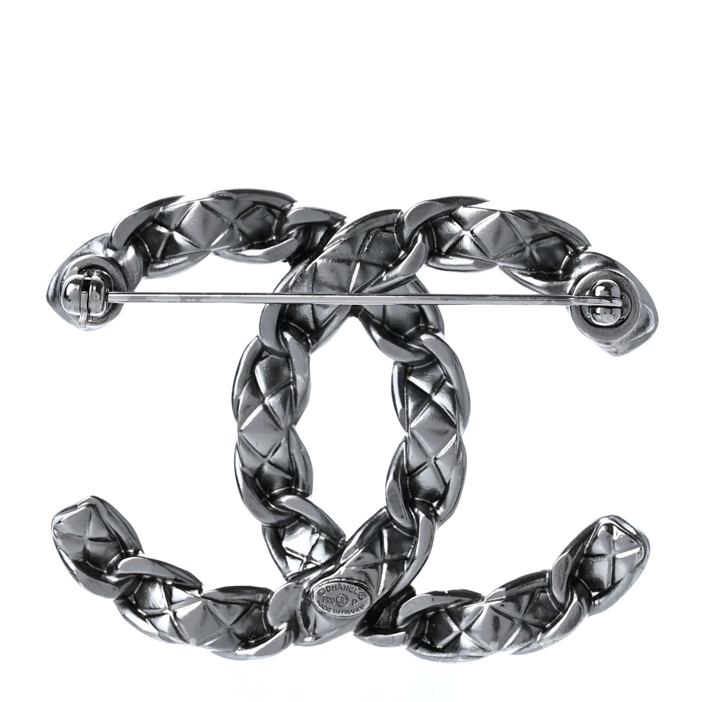Quilted CC Brooch Ruthenium