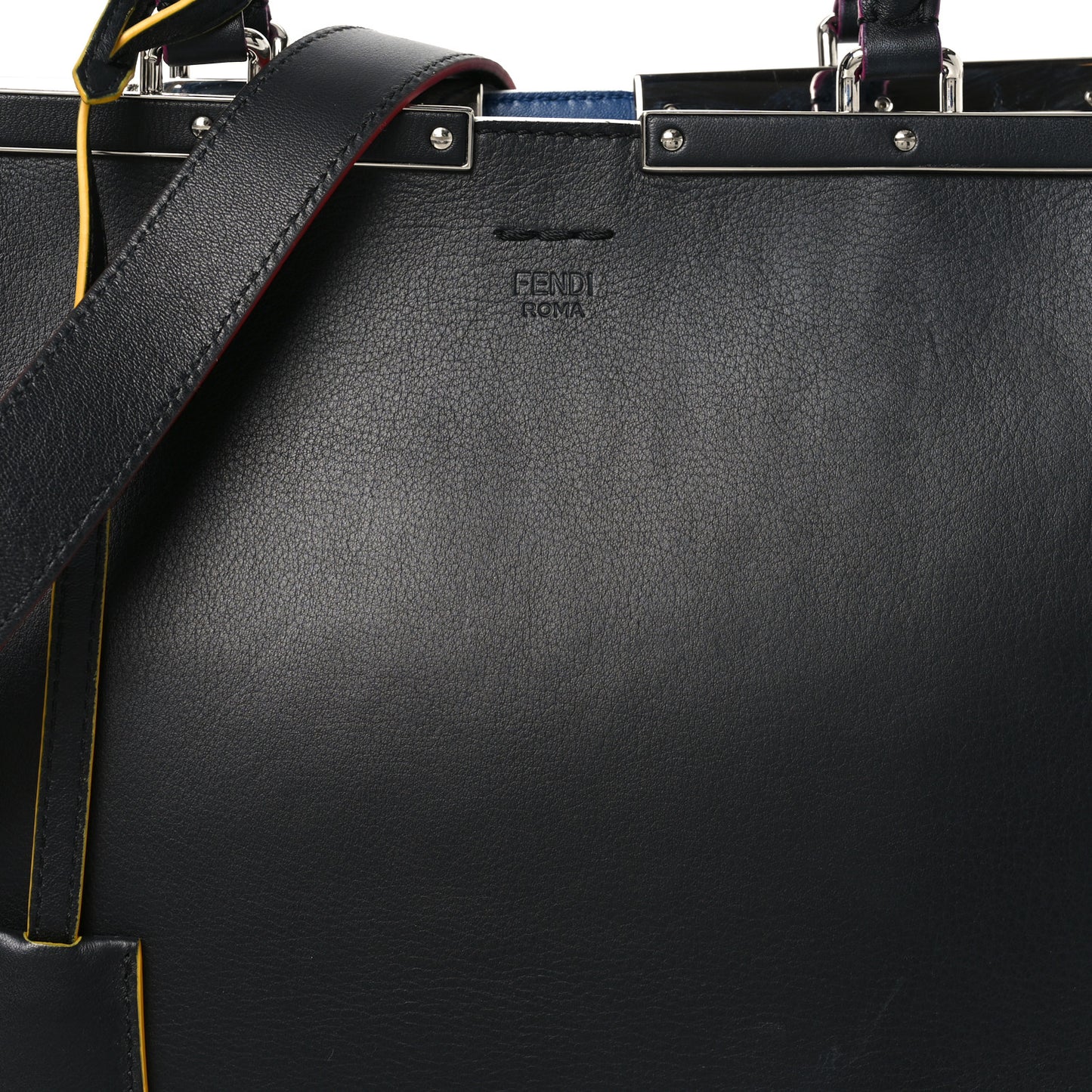 Vitello Dolce Shiny Nappa Petite 3Jours Tote Black Iris