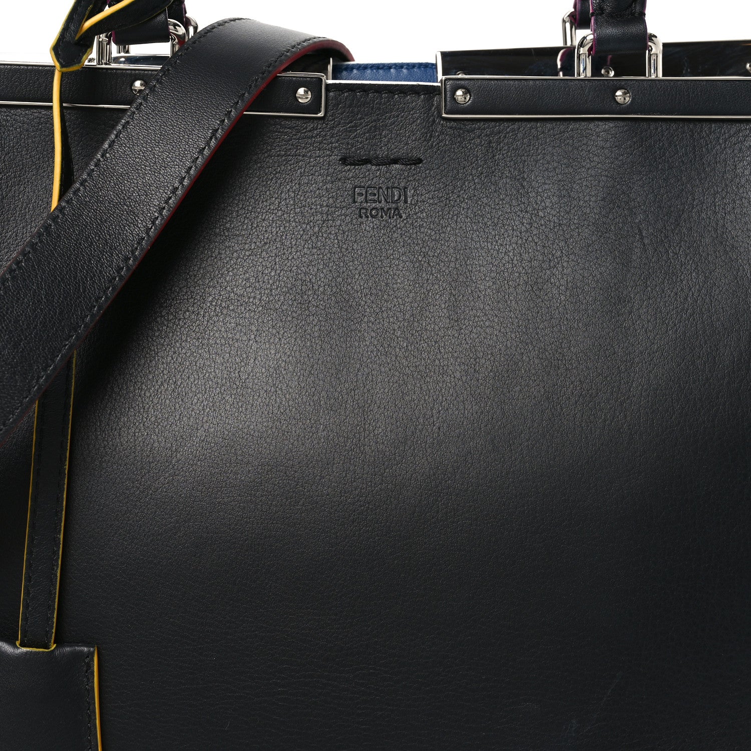 Fendi Vitello Dolce Shiny Nappa Petite 3Jours Tote Black Iris 8 of 11