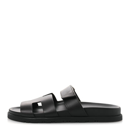 Hermes Calfskin Womens Chypre Sandals 39 Black 1 of 11