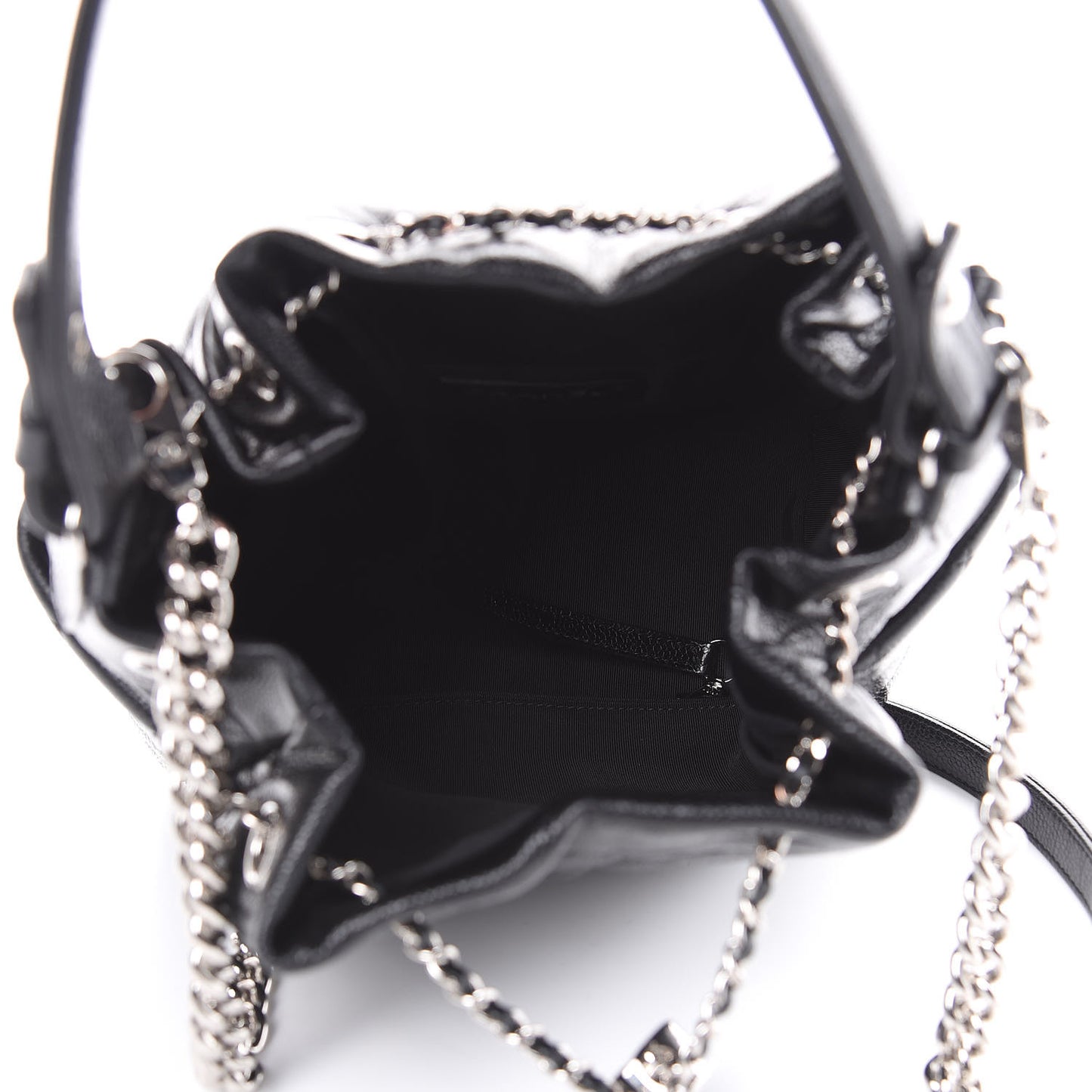 Caviar Quilted Small Chain Bucket Bag Black