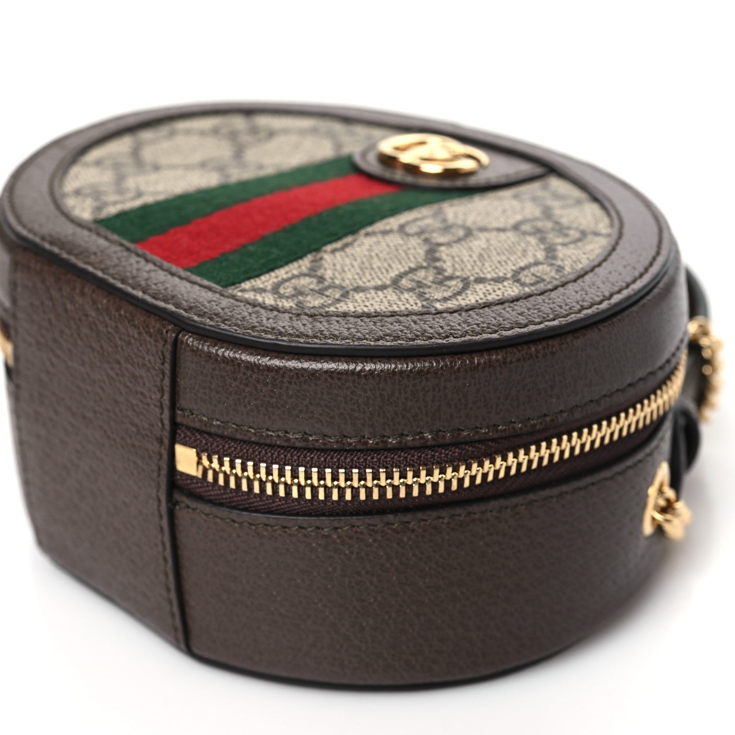 Gucci GG Supreme Monogram Top Handle Web Mini Ophidia Round Shoulder Bag Brown 10 of 11