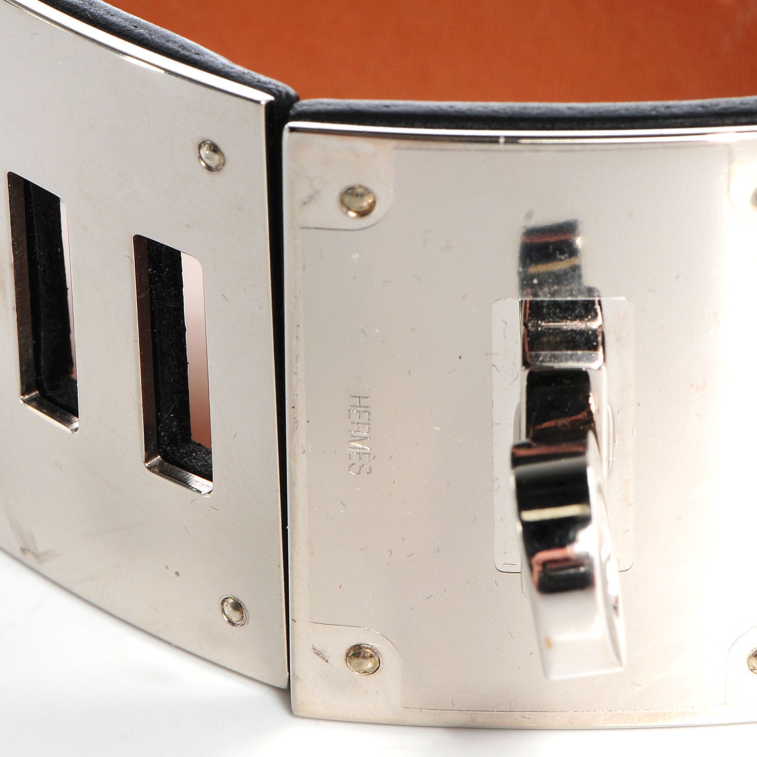 Hermes Chamonix Leather Kelly Dog Bracelet Black 7 of 7