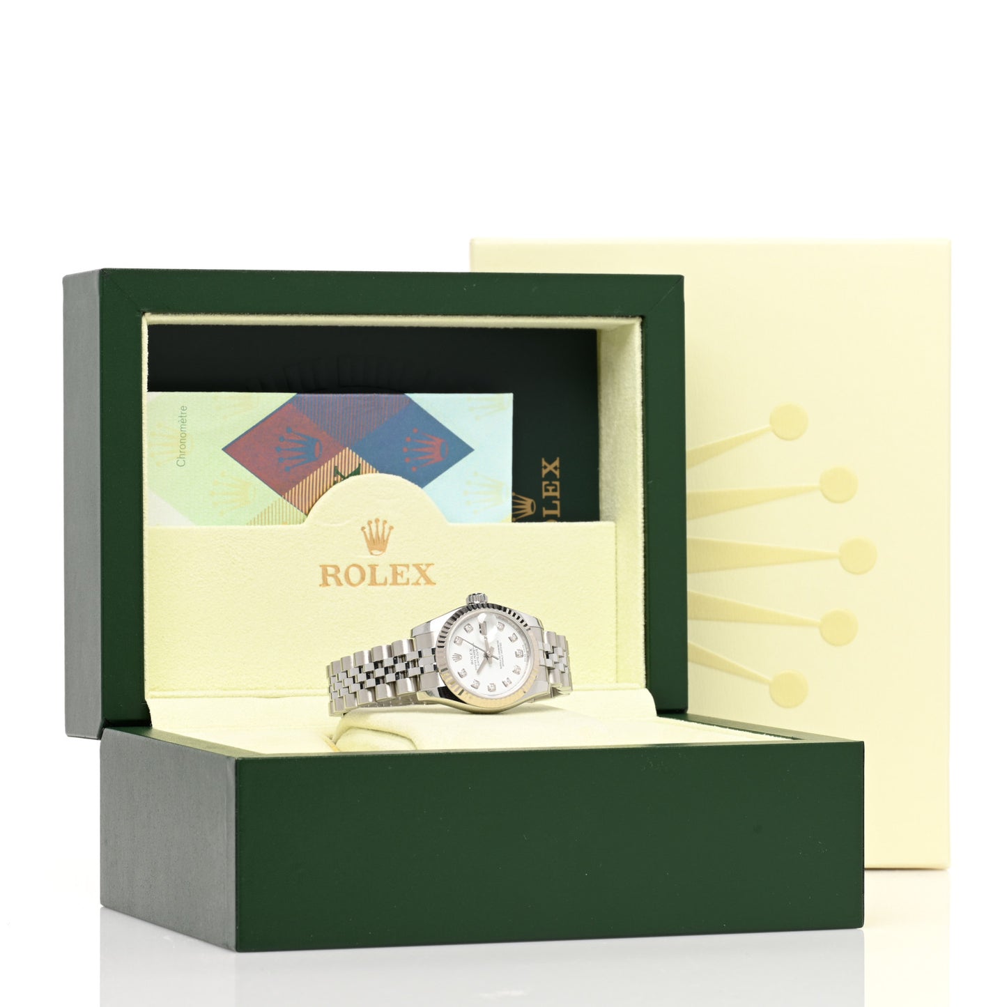 Stainless Steel 18K White Gold Diamond 26mm Oyster Perpetual Datejust Watch White 179174