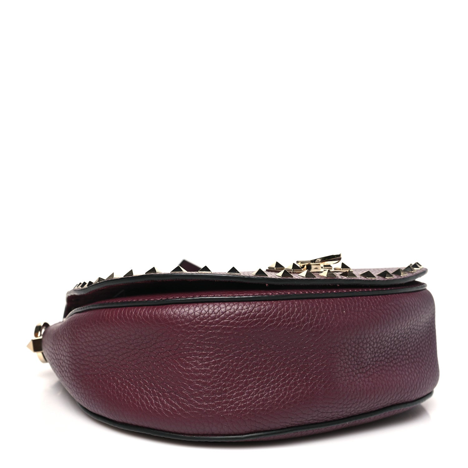 Valentino Garavani Pebbled Calfskin Rockstud Crossbody Saddle Bag Rubin 4 of 9