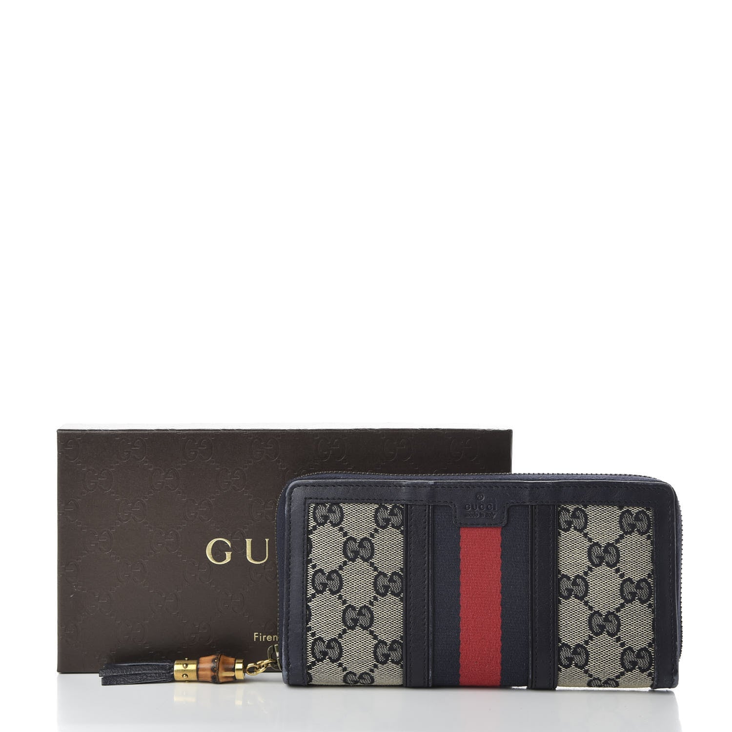 Gucci Monogram Web Rania Zip Around Wallet Navy 6 of 6