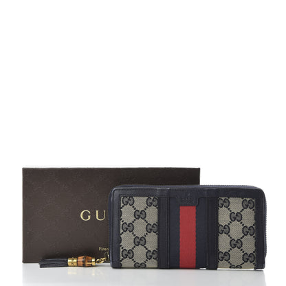 Gucci Monogram Web Rania Zip Around Wallet Navy 6 of 6