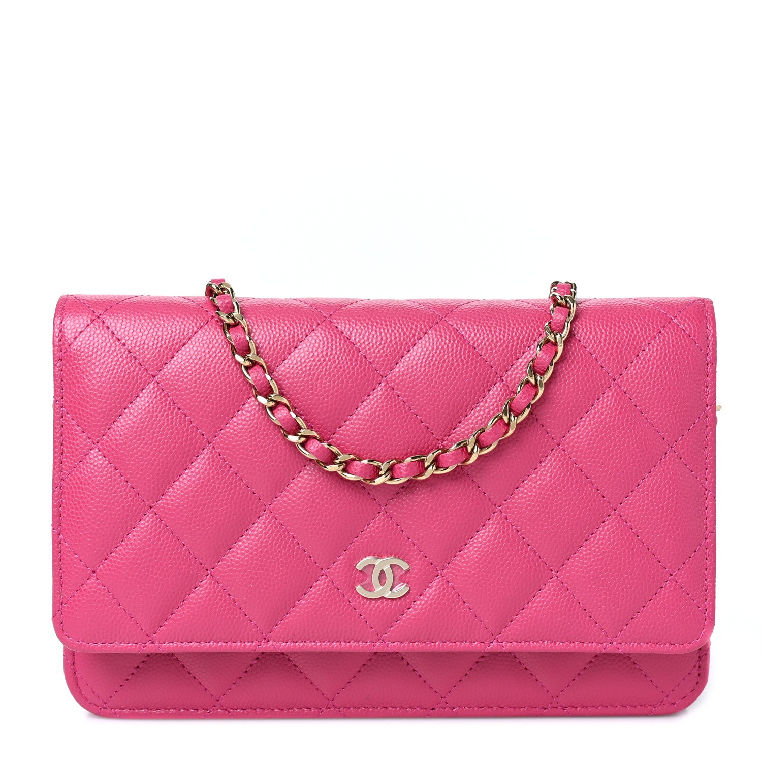 Chanel Caviar Quilted Wallet on Chain WOC Fuchsia 1 of 9