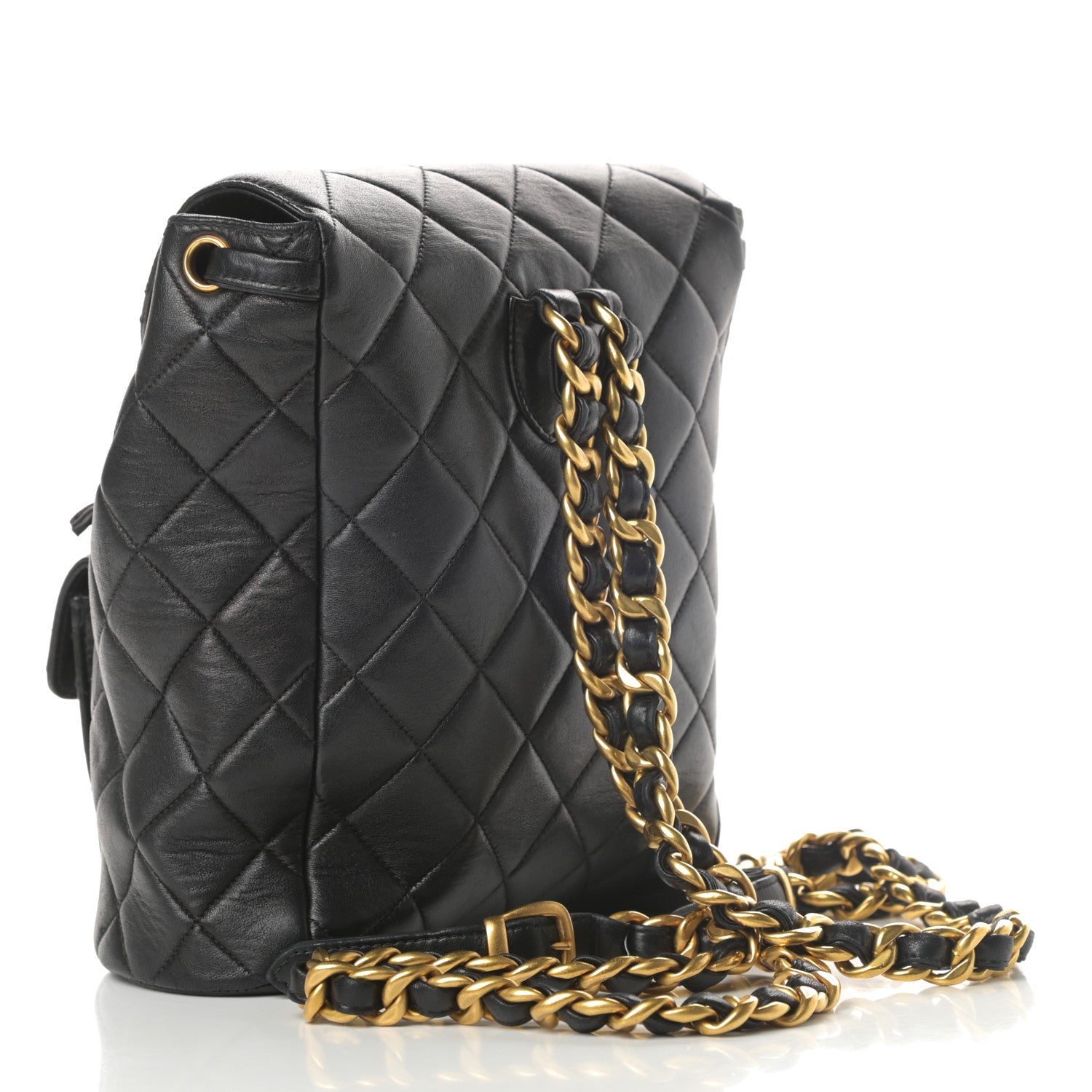 Chanel Lambskin Quilted Drawstring Backpack Black 3 of 14