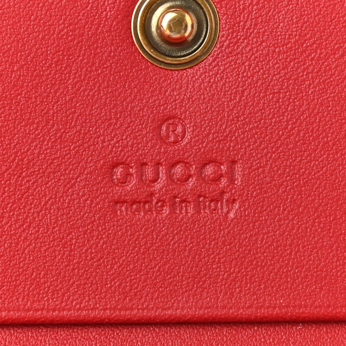 GG Supreme Monogram Cherry Embellished Card Case Wallet Hibiscus Red