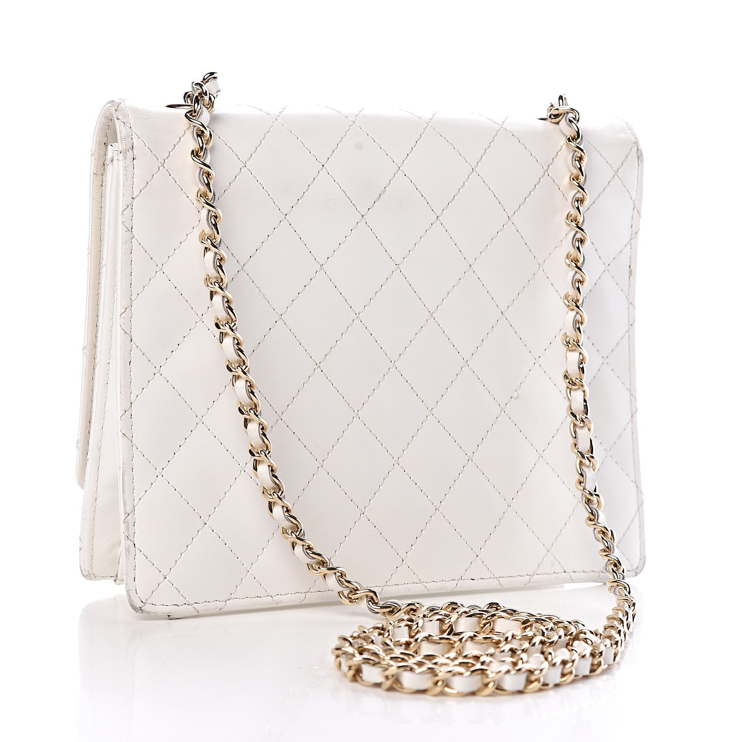 Chanel Glazed Calfskin Stitched Mini Square Flap White 3 of 18