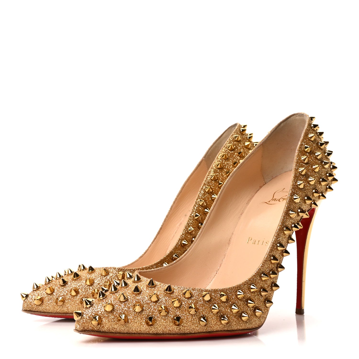 Christian Louboutin Glitter Mini Specchio Follies Spikes 100 Pumps