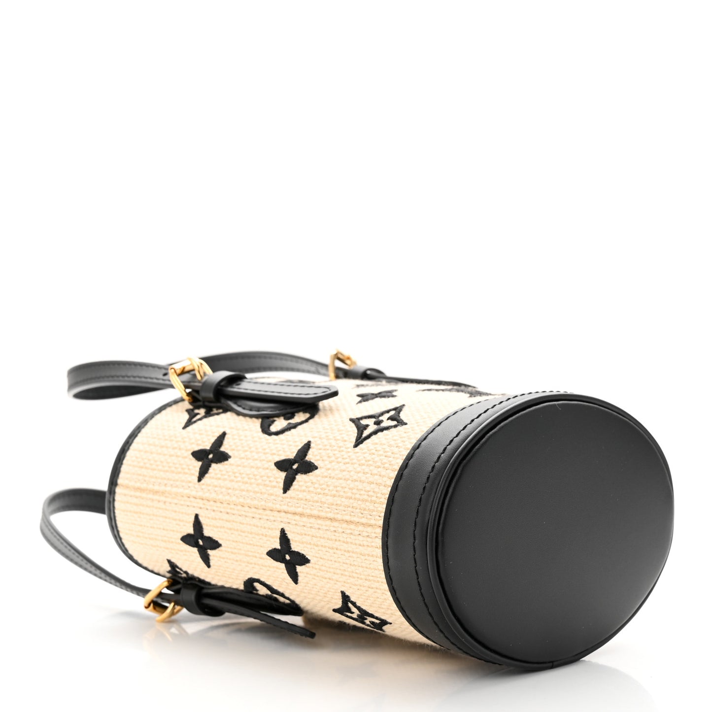 Cotton Calfskin Monogram Nano Bucket Bag Black