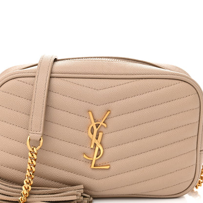 Saint Laurent Grain De Poudre Matelasse Monogram Mini Lou Camera Bag Dark Beige 8 of 11