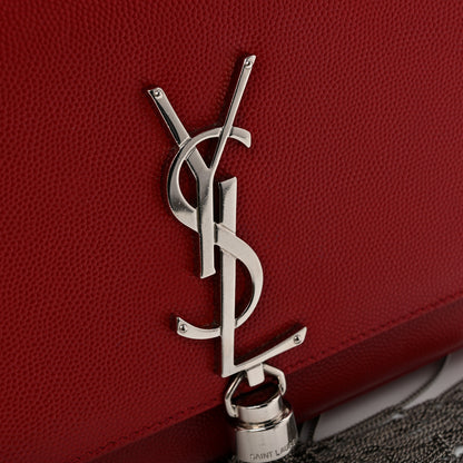 Saint Laurent Grain De Poudre Small Classic Monogram Kate Tassel Satchel Red 12 of 14