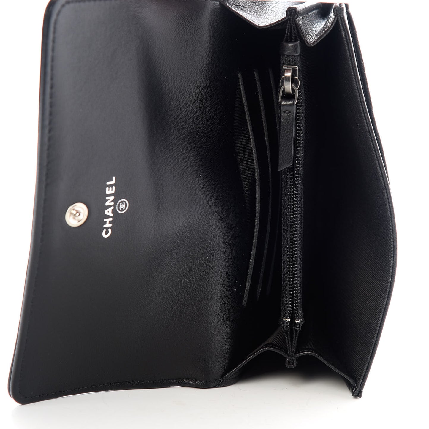 Lambskin Quilted Medium Boy Flap Wallet Black