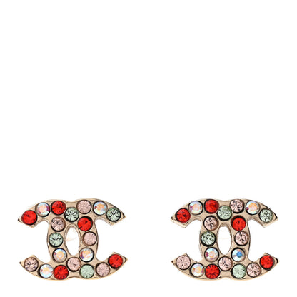 Chanel Crystal CC Earrings Gold Multicolor 1 of 5
