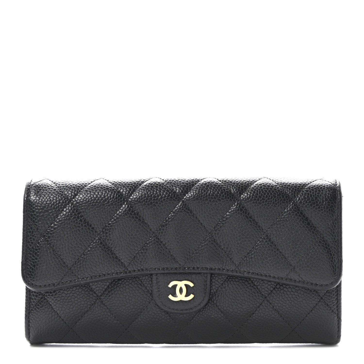 Chanel Caviar Quilted Large Gusset Flap Wallet Black 1 of 8