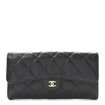 Chanel Caviar Quilted Large Gusset Flap Wallet Black 1 of 8