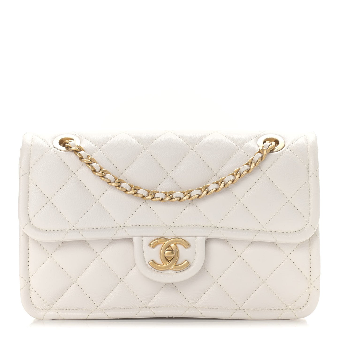Caviar Quilted Medium Sweet Classic Flap White