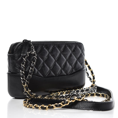 Chanel Aged Calfskin Quilted Small Gabrielle Clutch With Chain Black 4 of 12