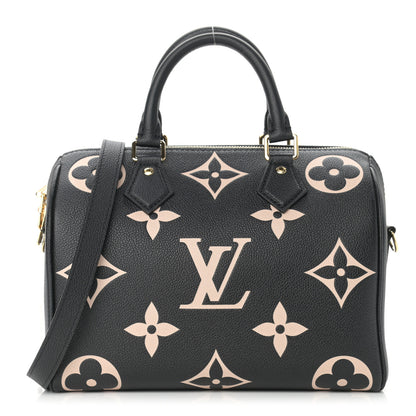 Louis Vuitton Empreinte Monogram Giant Speedy Bandouliere 25 Black Beige 1 of 8