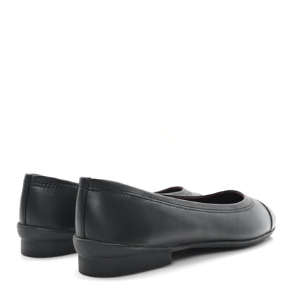 Chanel Lambskin Cap Toe CC Uniform Ballerina Flats 37.5 Black 5 of 10