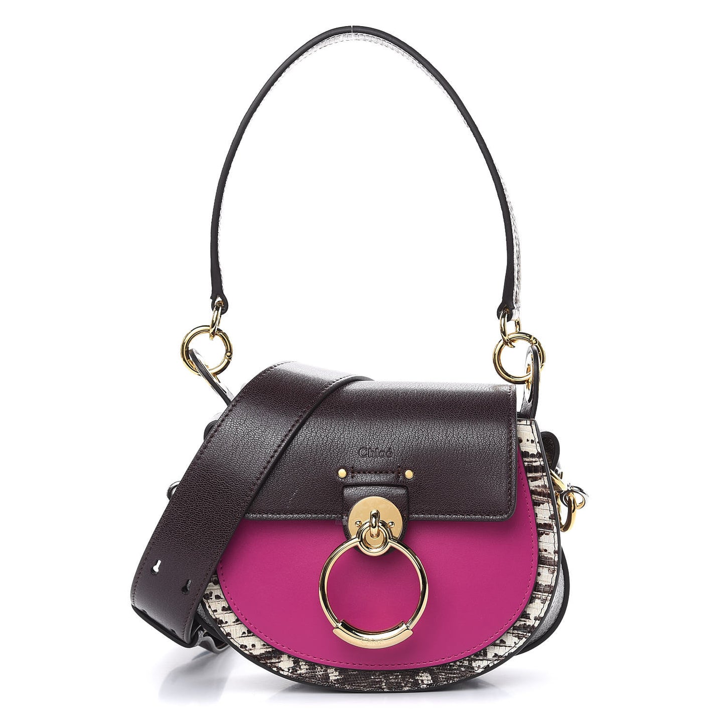 Calfskin Lizard Embossed Small Tess Bag Black Raisin