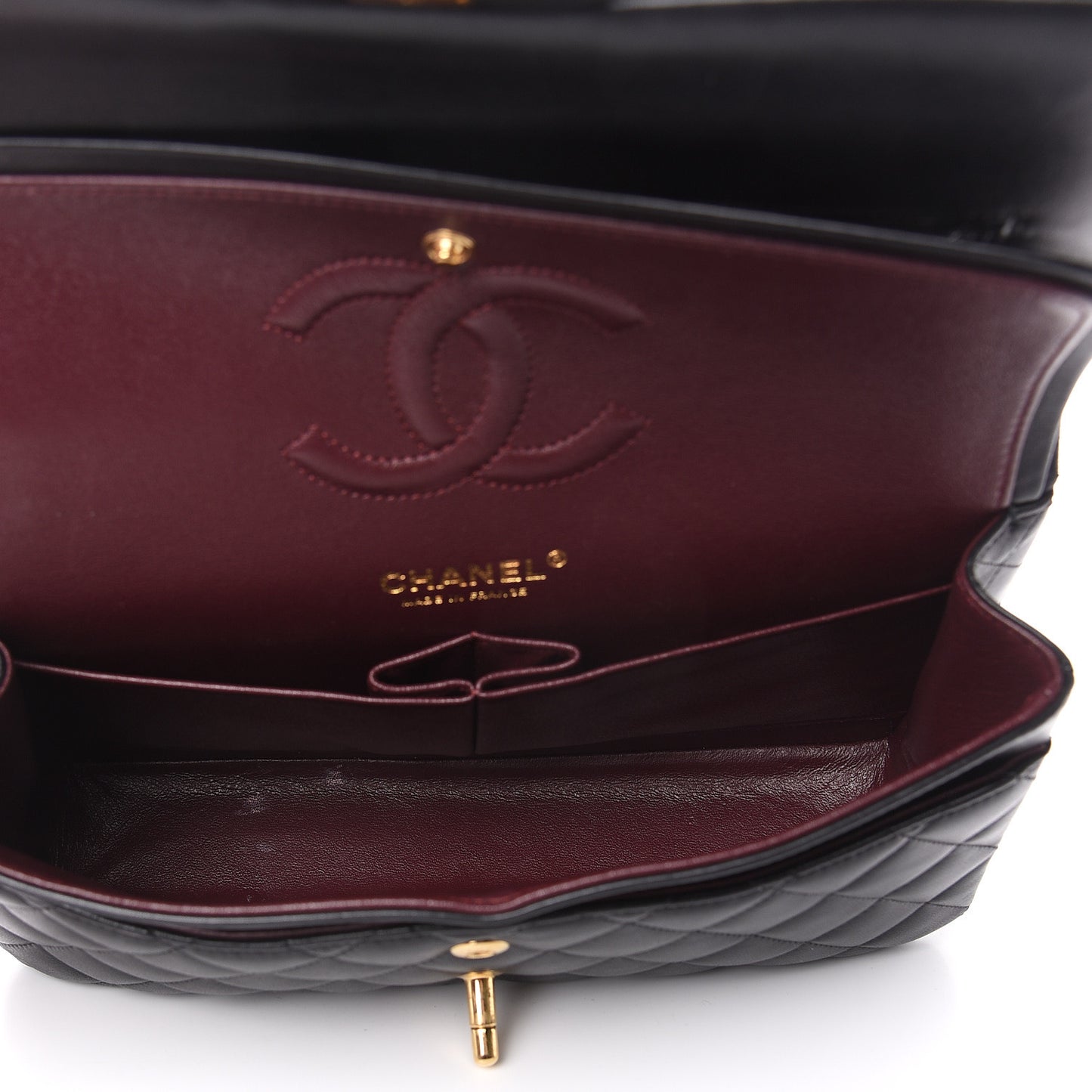 Lambskin Quilted Medium Double Flap Black